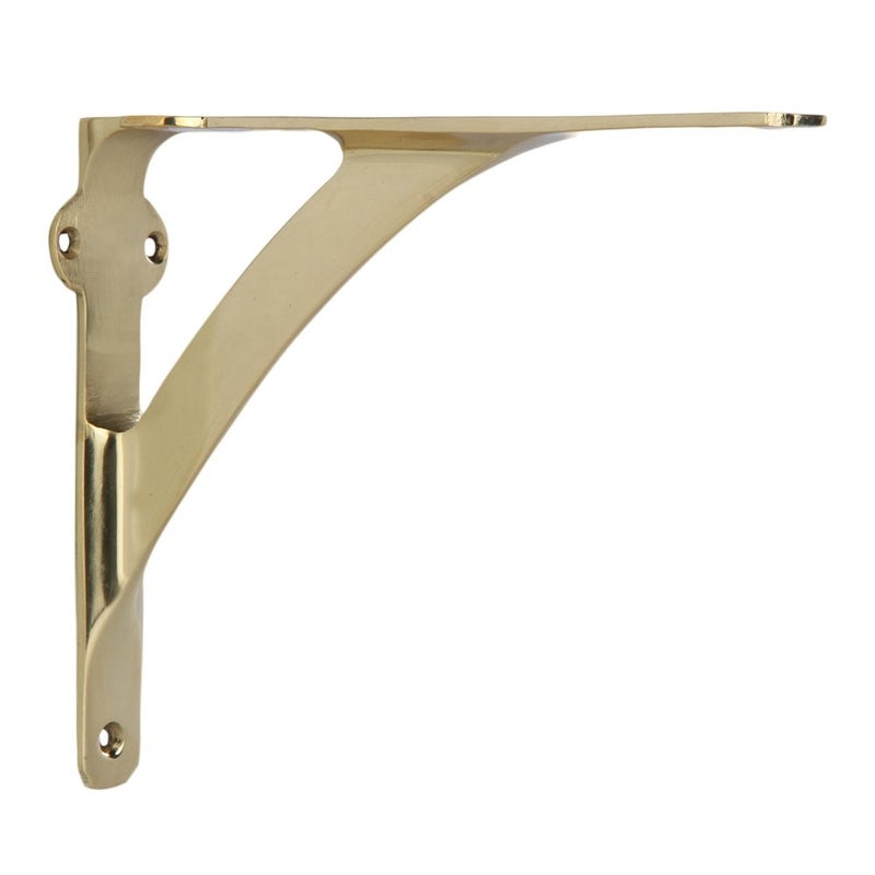 A29 Set of 2 Shelf Brackets for 8", 10", 12" Shelves - Polished Brass Finish - 9.88" X 7.38" Heavy Duty Brass L Brackets for Wall Shelves Hardware Included, - Image 2